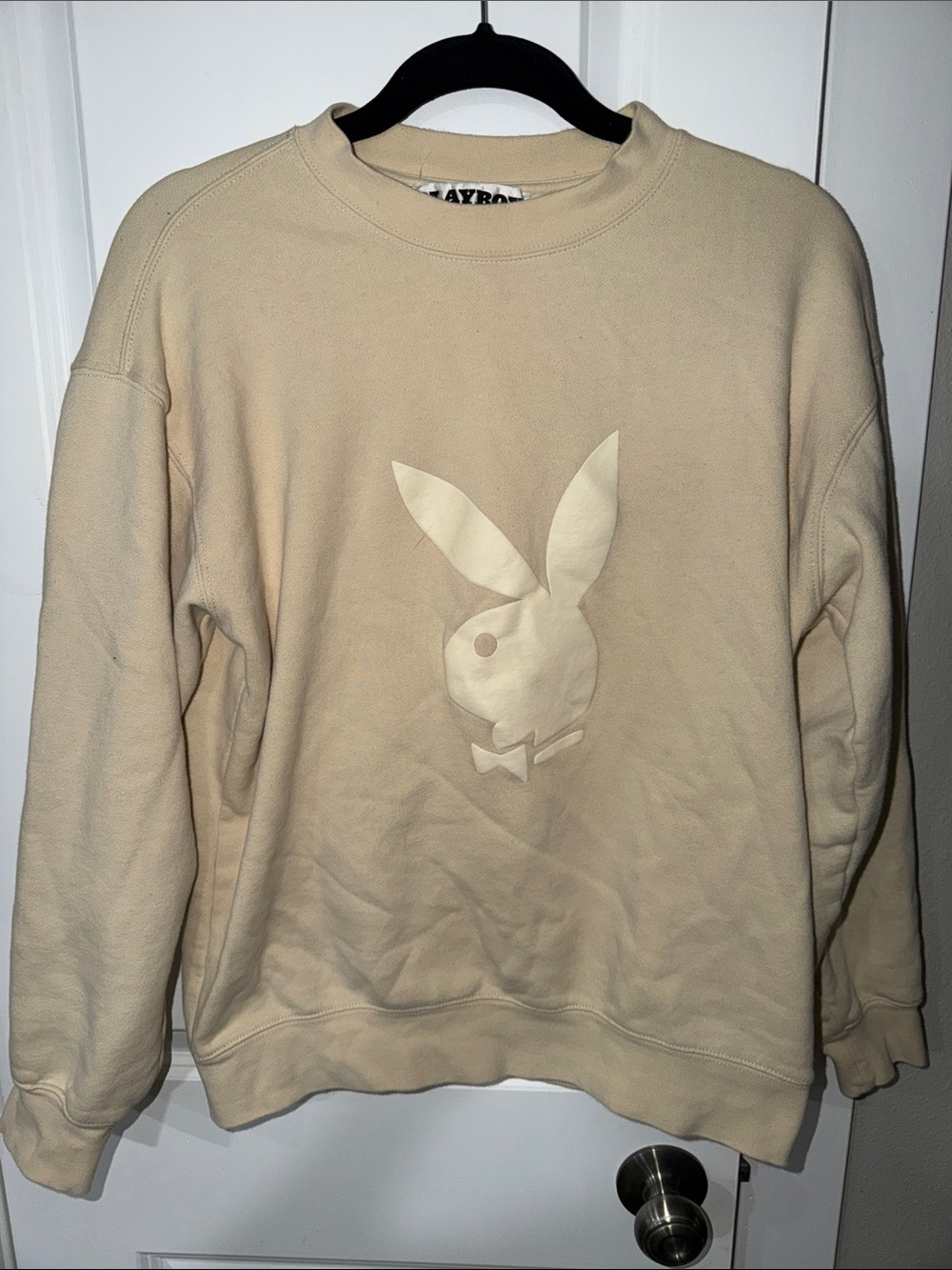 PLAYBOY Beige Crewneck Sweatshirt with Bunny Logo - Men